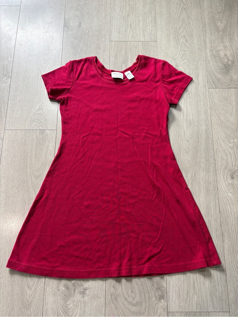 Preview International Women’s Short Sleeve Red A-Line Dress